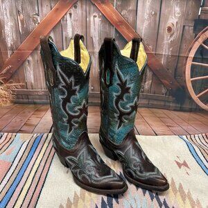 Women's Corral Turquoise Snip Toe Boots Size 6.5